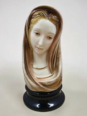 Cybis Glazed Cypia Sepia Brown Porcelain Madonna Bust 1950s Signed Vintage